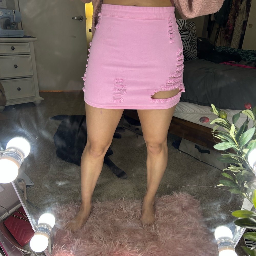 Pink mini skirt